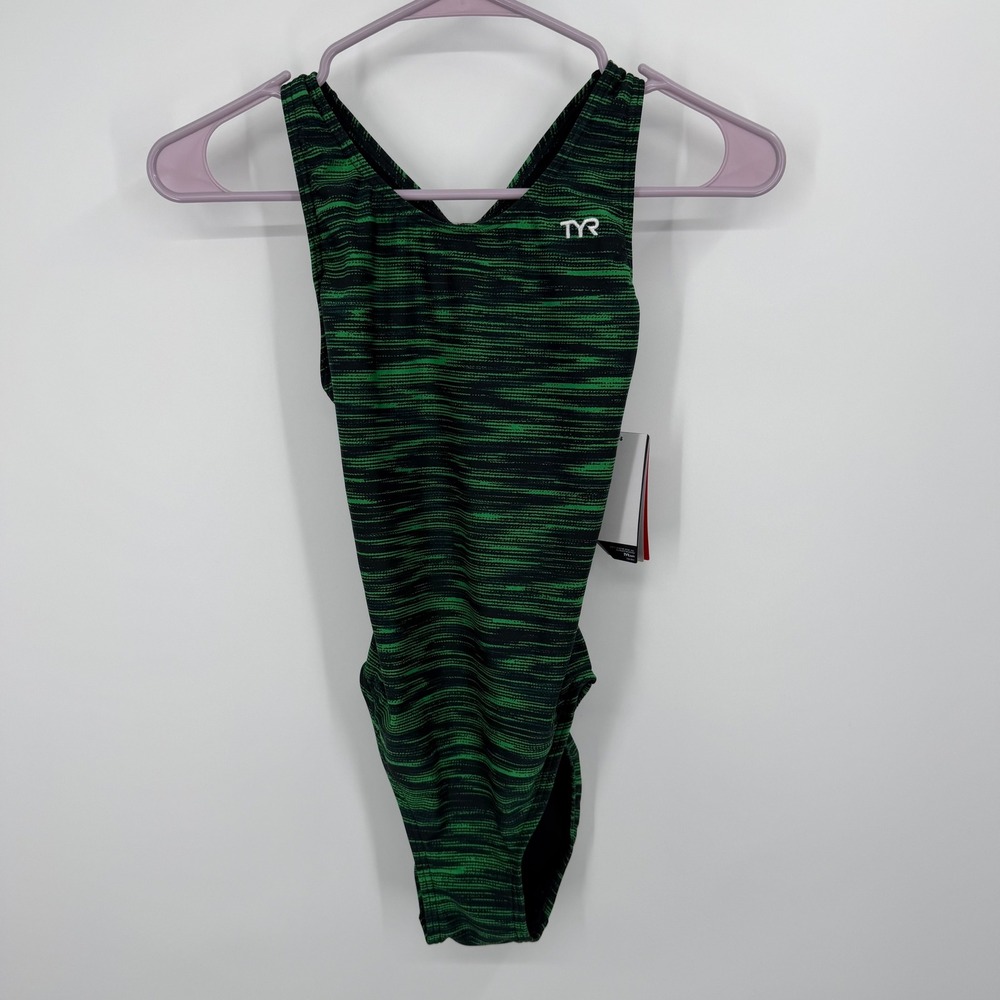 TYR Fizzy Maxfit Swimsuit Womens Size 30 Green Durafast Elite One Piece NWT
